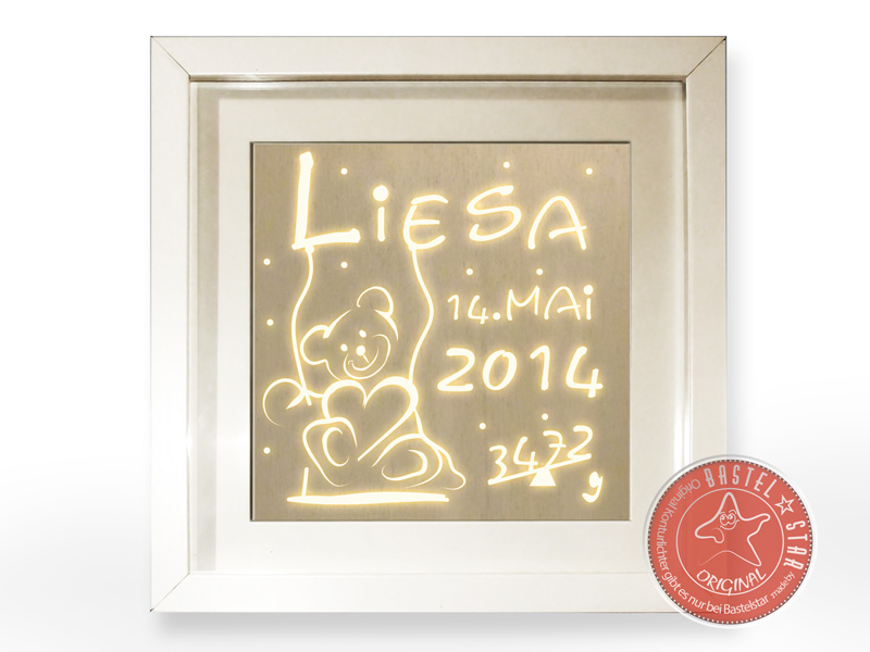 Geburtslicht Teddy mit Herz Liesa